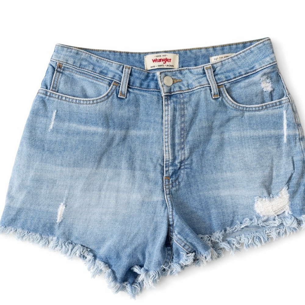 Wrangler Women's Light Blue Frayed Denim Shorts